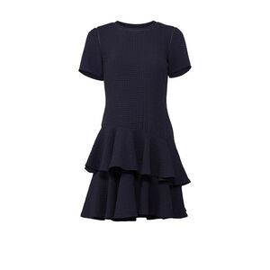 Rebecca Taylor Navy Textured Ruffle Tiered Dress • Size 8